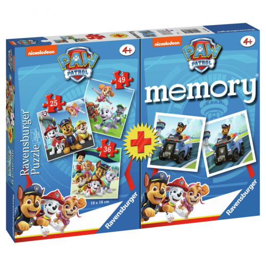 Ravensburger Pussel: 3 x Paw Patrol + Memory i gruppen PUSSEL / Barnpussel hos Spelexperten (10620823)