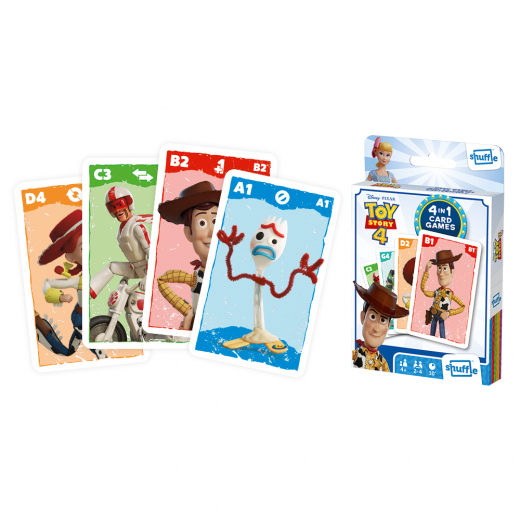 Shuffle - Kortspel Toy Story 4 - 4 i 1 i gruppen SÄLLSKAPSSPEL / Barnspel hos Spelexperten (108460992)