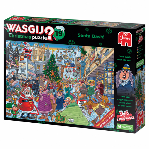 Wasgij? Christmas #19 - Santa Dash 2 x 1000 bitar i gruppen PUSSEL / Wasgij hos Spelexperten (1110100021)