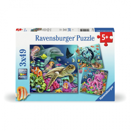 Ravensburger Pussel: Under vattnet 3x49 Bitar i gruppen PUSSEL / Barnpussel hos Spelexperten (12000859)