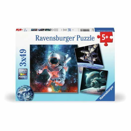 Ravensburger Pussel: Space Adventure 3x49 Bitar i gruppen PUSSEL / Barnpussel hos Spelexperten (12000860)