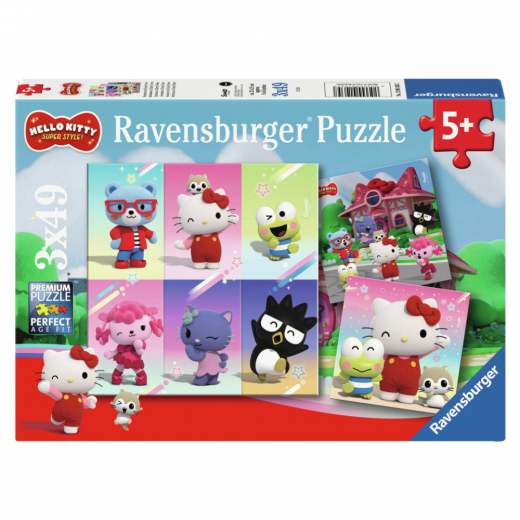 Ravensburger Pussel: Hello Kitty Super Style 3x49 Bitar i gruppen PUSSEL hos Spelexperten (12001035)