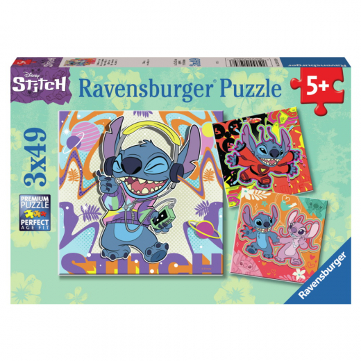 Ravensburger Pussel: Disney Stitch 3x49 Bitar i gruppen PUSSEL / Barnpussel hos Spelexperten (12001070)