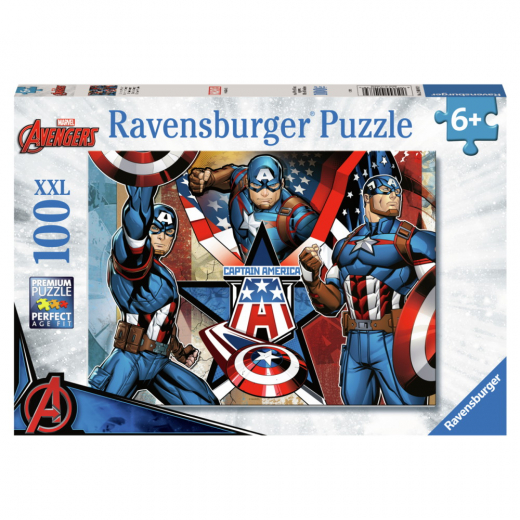 Ravensburger Pussel: Marvel Captain America 100 XXL Bitar i gruppen PUSSEL / Ravensburger hos Spelexperten (12001073)