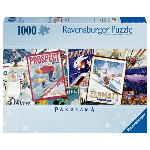 Ravensburger Pussel: Vintage Ski Posters 1000 Bitar - Panorama i gruppen PUSSEL / 1000 bitar hos Spelexperten (12001389)