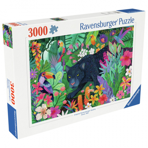Ravensburger Pussel: Panther in Flowery Jungle 3000 Bitar i gruppen PUSSEL / 2000 bitar > hos Spelexperten (12001748)