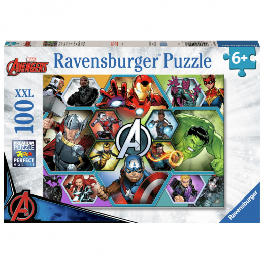 Ravensburger Pussel: Marvel Avengers 100 XXL Bitar i gruppen PUSSEL / Barnpussel hos Spelexperten (12004029)