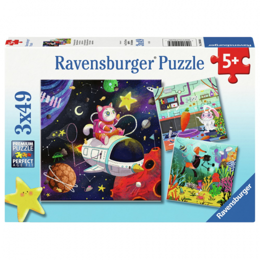 Ravensburger Pussel: Animal Explorers 3x49 Bitar i gruppen PUSSEL / Barnpussel hos Spelexperten (12004048)