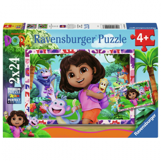 Ravensburger Pussel: Dora the Explorer 2x24 Bitar i gruppen PUSSEL / Barnpussel hos Spelexperten (12004199)