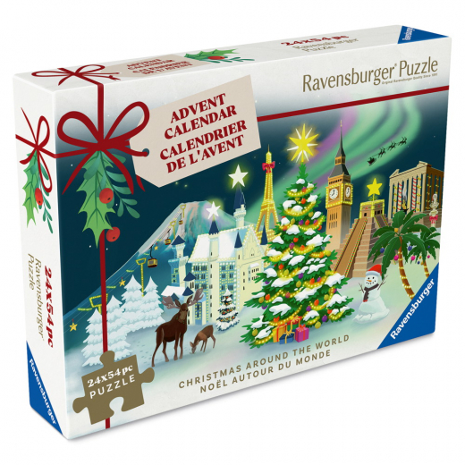 Ravensburger Pussel - Adventskalender Christmas Around the World 24 x 54 Bitar i gruppen PUSSEL / Ravensburger hos Spelexperten (12004246)