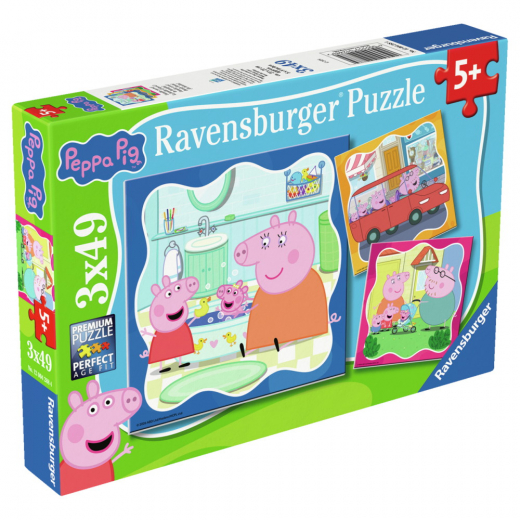Ravensburger Pussel: Peppa Pig Family Firsts! 3x49 Bitar i gruppen PUSSEL / Barnpussel hos Spelexperten (12004288)