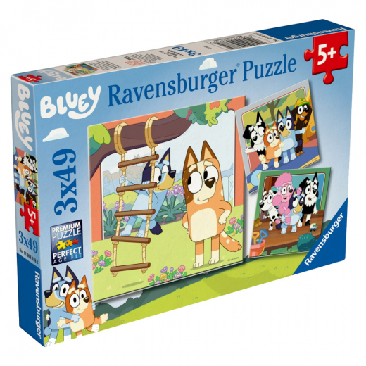 Ravensburger Pussel: Bluey Making Memories 3x49 Bitar i gruppen PUSSEL / Barnpussel hos Spelexperten (12004378)