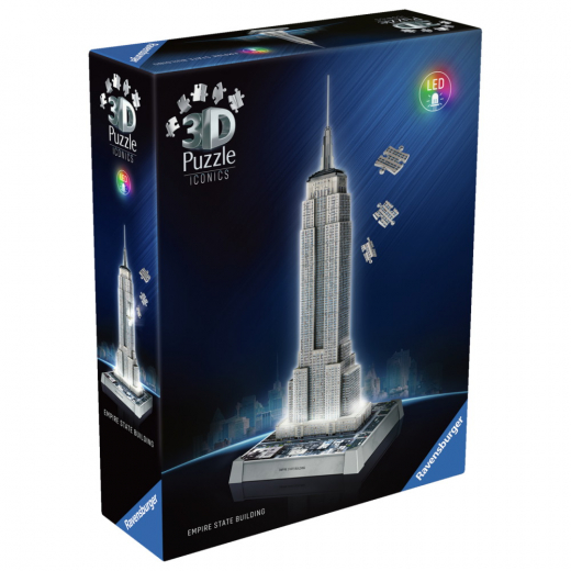 Ravensburger Iconics Empire State Building LED 216 Bitar i gruppen PUSSEL / 3D pussel hos Spelexperten (12008026)