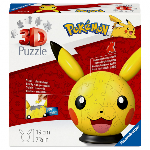 Ravensburger 3D Pussel: Pokémon Pikachu med öron 72 Bitar i gruppen PUSSEL / 3D pussel hos Spelexperten (12008076)