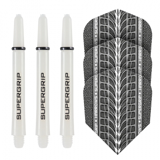 Harrows Twin Pack Flights & Shafts White/Black i gruppen SPELBORD / Dart / Tillbehör hos Spelexperten (127-1020)