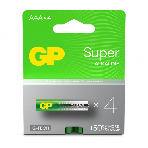 GP Super Alkaline AAA-batteri, 24A/LR03, 4-pack i gruppen LEKSAKER / Batterier & laddare hos Spelexperten (151428)