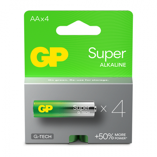 GP Super Alkaline AA-batteri, 15A/LR6, 4-pack i gruppen LEKSAKER / Batterier & laddare hos Spelexperten (151429)