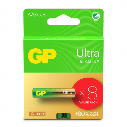 GP Ultra Alkaline AAA-batteri, 24AU/LR03, 8-pack i gruppen LEKSAKER / Batterier & laddare hos Spelexperten (151444)