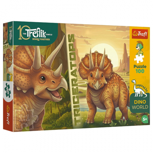Trefl Pussel: Dino World Triceratops 100 Bitar i gruppen PUSSEL / Barnpussel hos Spelexperten (16580)