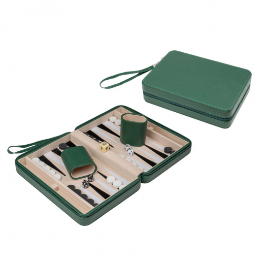 Backgammon Thasos, Travel, Green i gruppen SÄLLSKAPSSPEL / Backgammon hos Spelexperten (1709)