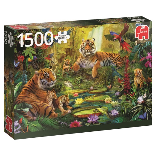 Jumbo Pussel - Tiger family in the jungle 1500 Bitar i gruppen  hos Spelexperten (18525)