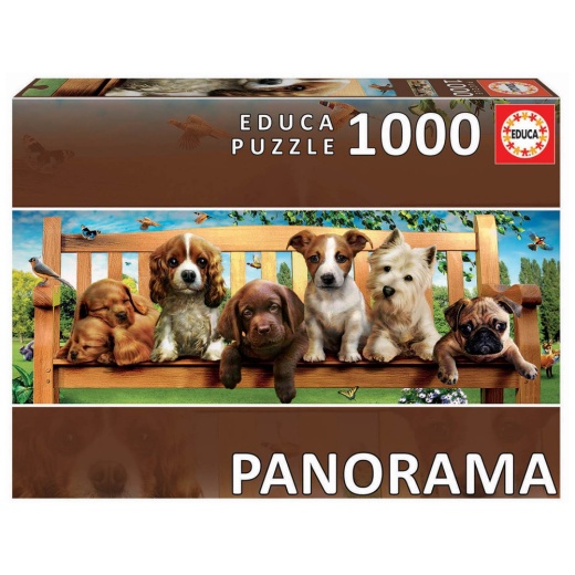 Educa Pussel: Puppies on a Bench 1000 Bitar i gruppen PUSSEL / 1000 bitar hos Spelexperten (19038)