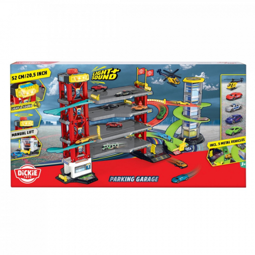 Dickie Toys - Parkeringshus Med 4 Bilar i gruppen LEKSAKER / Leksaksfordon hos Spelexperten (203339000)