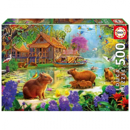 Educa Pussel: Capybara Village 500 bitar  i gruppen PUSSEL / Educa hos Spelexperten (20547)
