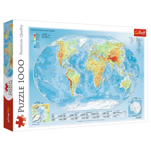 Trefl Pussel: Physical Map of the World 1000 Bitar i gruppen PUSSEL / 1000 bitar hos Spelexperten (22-10463)