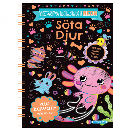 Skrapa Bilder i Neon - Söta Djur i gruppen LEKSAKER / Skapa & måla / Skriva och Rita / Pysselböcker hos Spelexperten (232407)