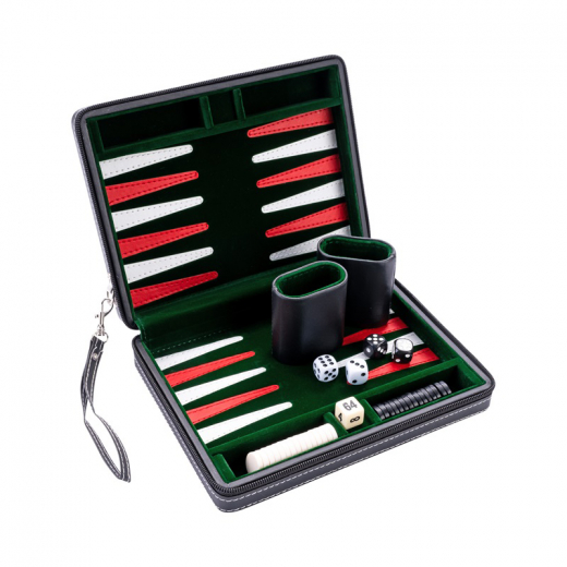 Longfield Backgammon Travel Green i gruppen SÄLLSKAPSSPEL / Backgammon hos Spelexperten (250502)