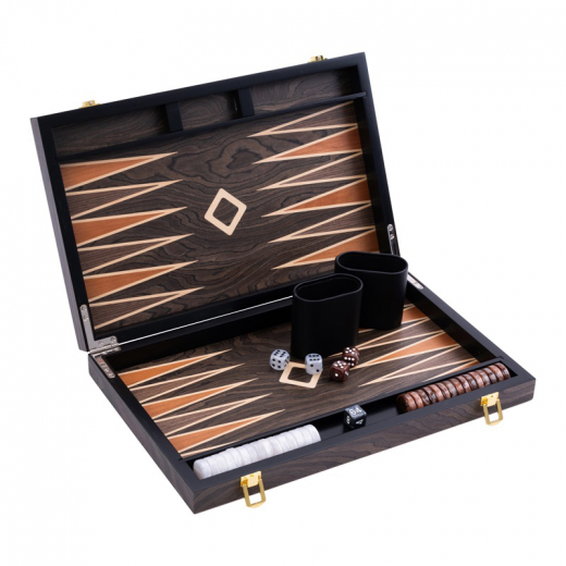 Longfield Backgammon Medium Brown Ebony i gruppen SÄLLSKAPSSPEL / Backgammon hos Spelexperten (250544)