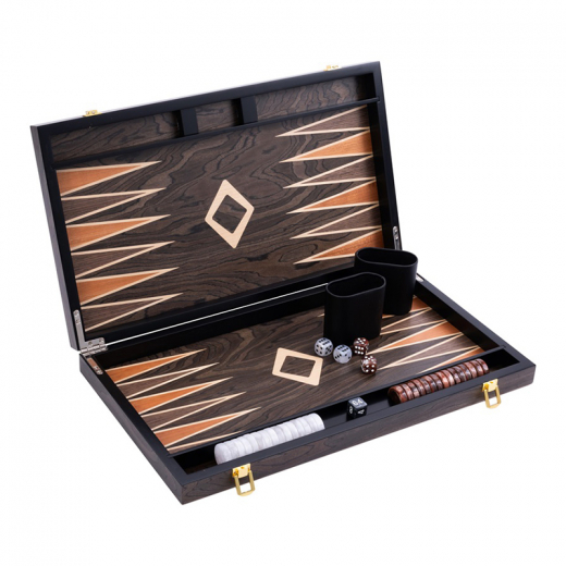 Longfield Backgammon Large Brown Ebony i gruppen SÄLLSKAPSSPEL / Backgammon hos Spelexperten (250545)