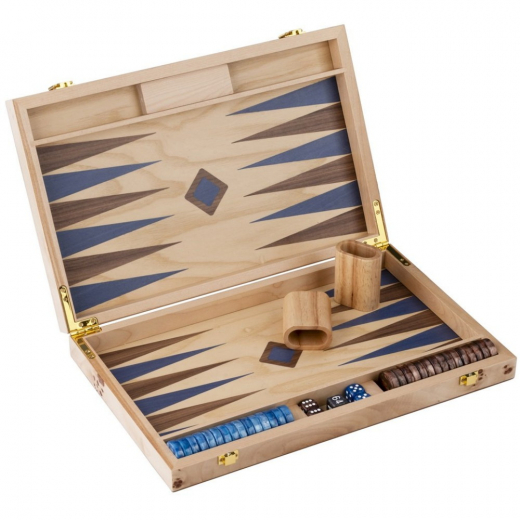 Engelhart Backgammon Medium Blå & Brun i gruppen SÄLLSKAPSSPEL / Backgammon hos Spelexperten (250552)