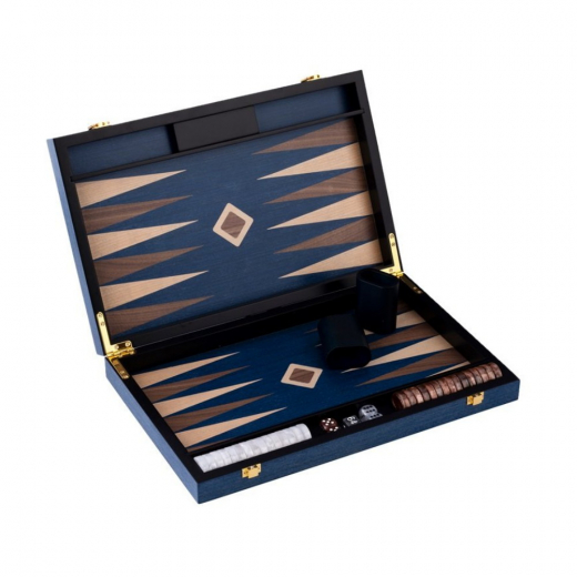Engelhart Backgammon Medium Blå i gruppen SÄLLSKAPSSPEL / Backgammon hos Spelexperten (250554)