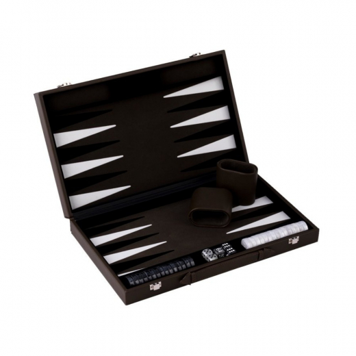 Engelhart Backgammon Medium Mörk Brun i gruppen SÄLLSKAPSSPEL / Backgammon hos Spelexperten (250562)
