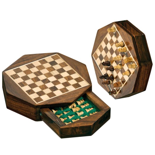 Travel Chess Set Octagon (10mm) i gruppen SÄLLSKAPSSPEL / Schack hos Spelexperten (2718)