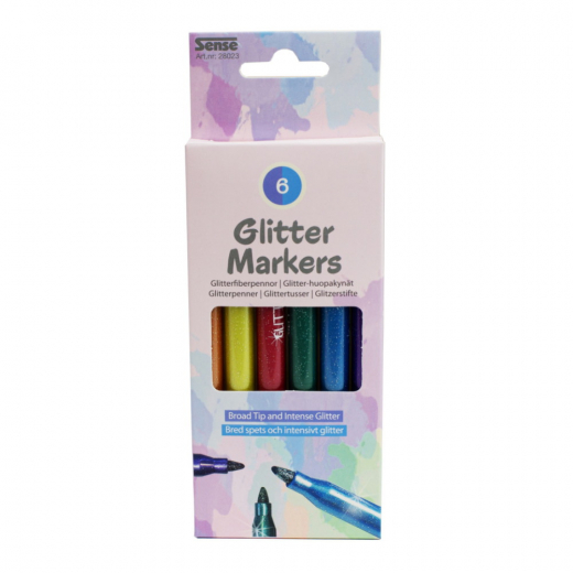Sense - Glitter Fiberpennor 6-Pack i gruppen LEKSAKER / Skapa & måla hos Spelexperten (28023)
