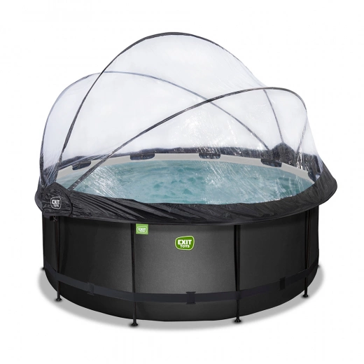 EXIT Black Leather pool ø360x122cm med sandfilterpump och tak och värmepump - svart i gruppen LEKSAKER / Vattenlek / Pooler / Pool hos Spelexperten (30.67.12.20)