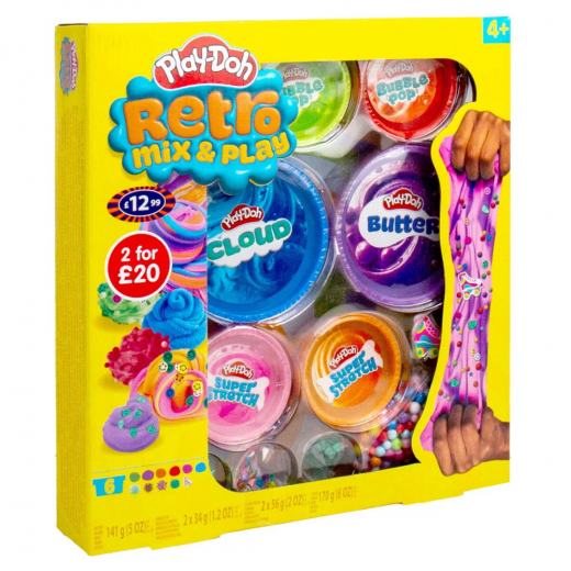 Play-Doh Retro Mix & Play 6 pack i gruppen LEKSAKER / Play-Doh hos Spelexperten (334-236067)