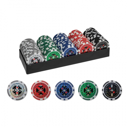 100 poker chips with plastic holder i gruppen SÄLLSKAPSSPEL / Tillbehör / Övriga hos Spelexperten (3754)
