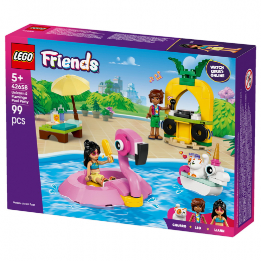 LEGO Friends - Poolparty med enhörning och flamingo i gruppen LEKSAKER / LEGO / LEGO Friends hos Spelexperten (42658)