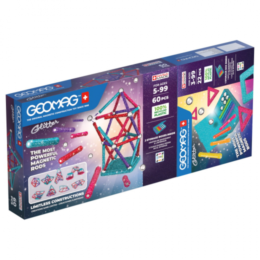 Geomag Glitter Bundle 60+22 Bitar i gruppen LEKSAKER / Byggklossar / Geomag hos Spelexperten (4817)