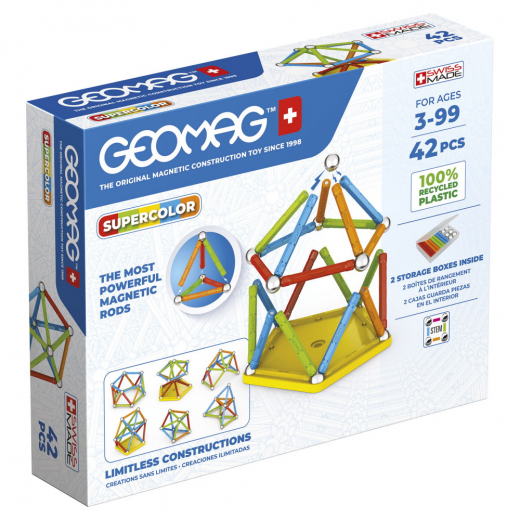 Geomag supercolor recycled 42 Bitar i gruppen LEKSAKER / Byggklossar / Geomag hos Spelexperten (51024019)