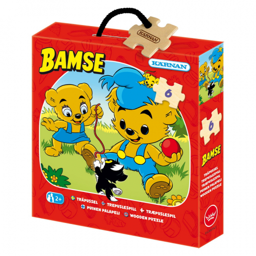 Kärnan Askpussel i trä - Bamse 6 Bitar i gruppen PUSSEL / Barnpussel hos Spelexperten (520076)