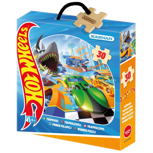 Kärnan Askpussel i trä - Hot Wheels 30 bitar i gruppen PUSSEL / Barnpussel hos Spelexperten (523057)