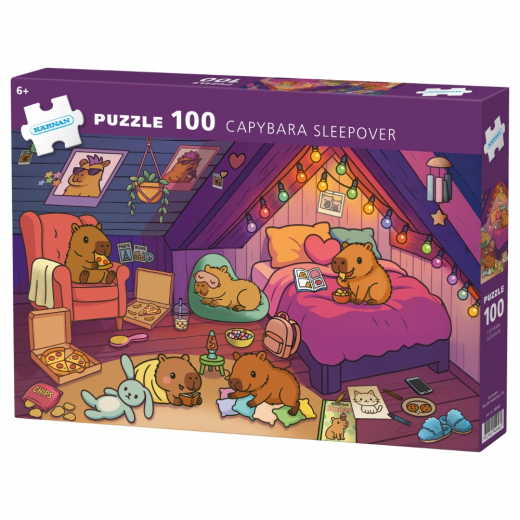 Kärnan Pussel: Capybara Sleepover 100 Bitar i gruppen PUSSEL / Barnpussel hos Spelexperten (540048)