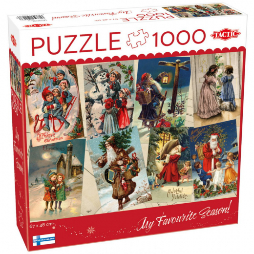 Tactic Pussel: Vintage Christmas Cards 1000 Bitar i gruppen PUSSEL / 1000 bitar hos Spelexperten (59223)