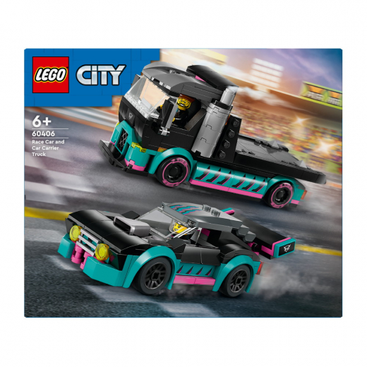 LEGO City - Racerbil och biltransport i gruppen LEKSAKER / LEGO / LEGO City hos Spelexperten (60406)