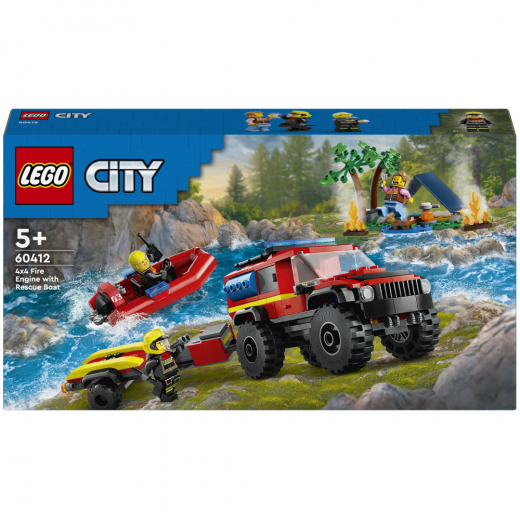 LEGO City -  4x4 Brandbil med räddningsbåt i gruppen LEKSAKER / LEGO / LEGO City hos Spelexperten (60412)
